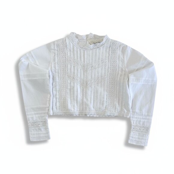 ATELIER BARN - BACK BUTTONED SHIRT WITH LACE - 100% COTTON - 4Y - NEW NO TAG - Picture 1 of 5